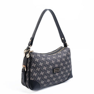 Silver & Polo SP1269 Kadın Omuz Çantası Monogram Füme-Siyah