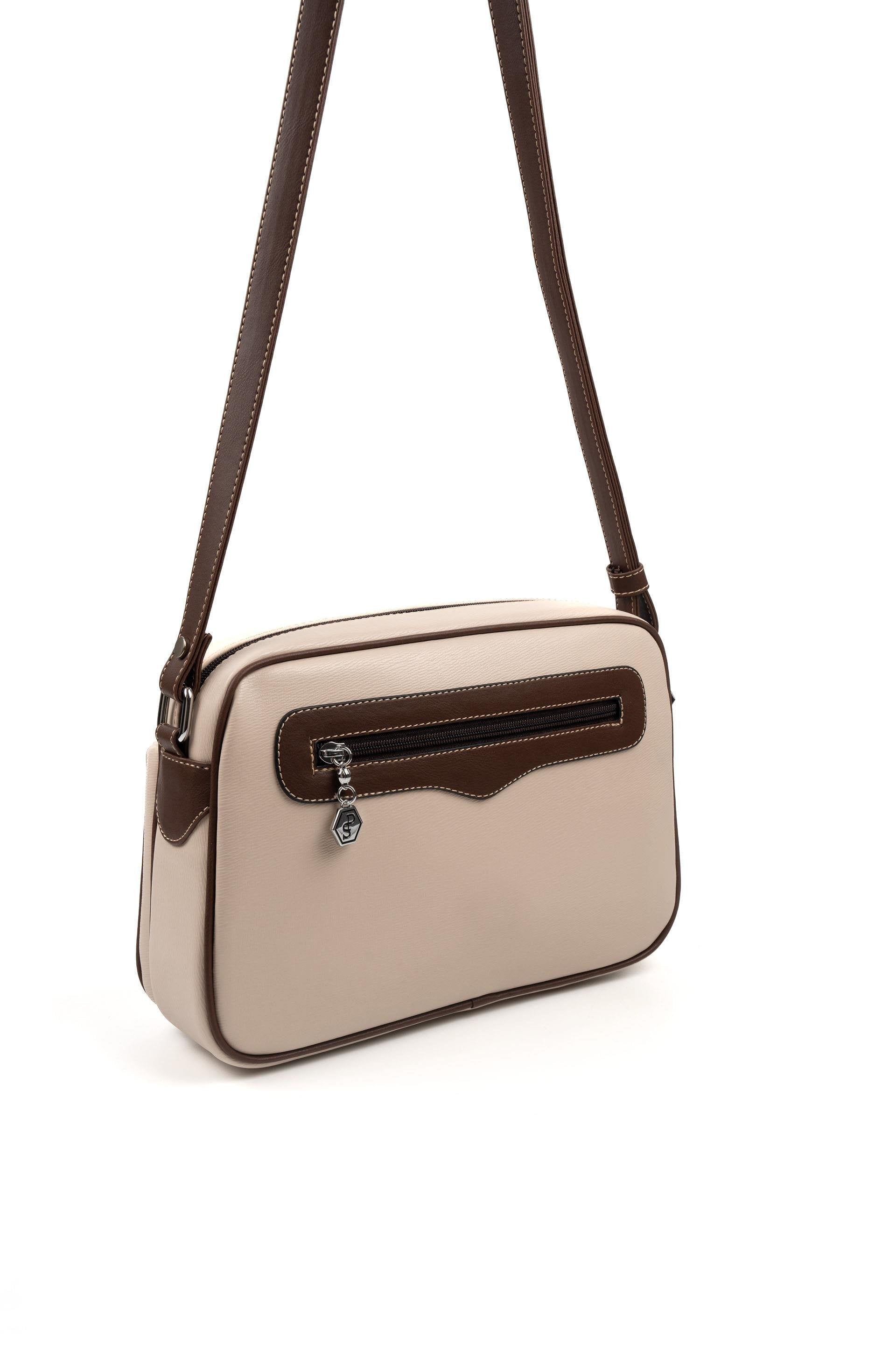 Silver & Polo Bej - Kahve SP491 Kadın Çapraz Çanta