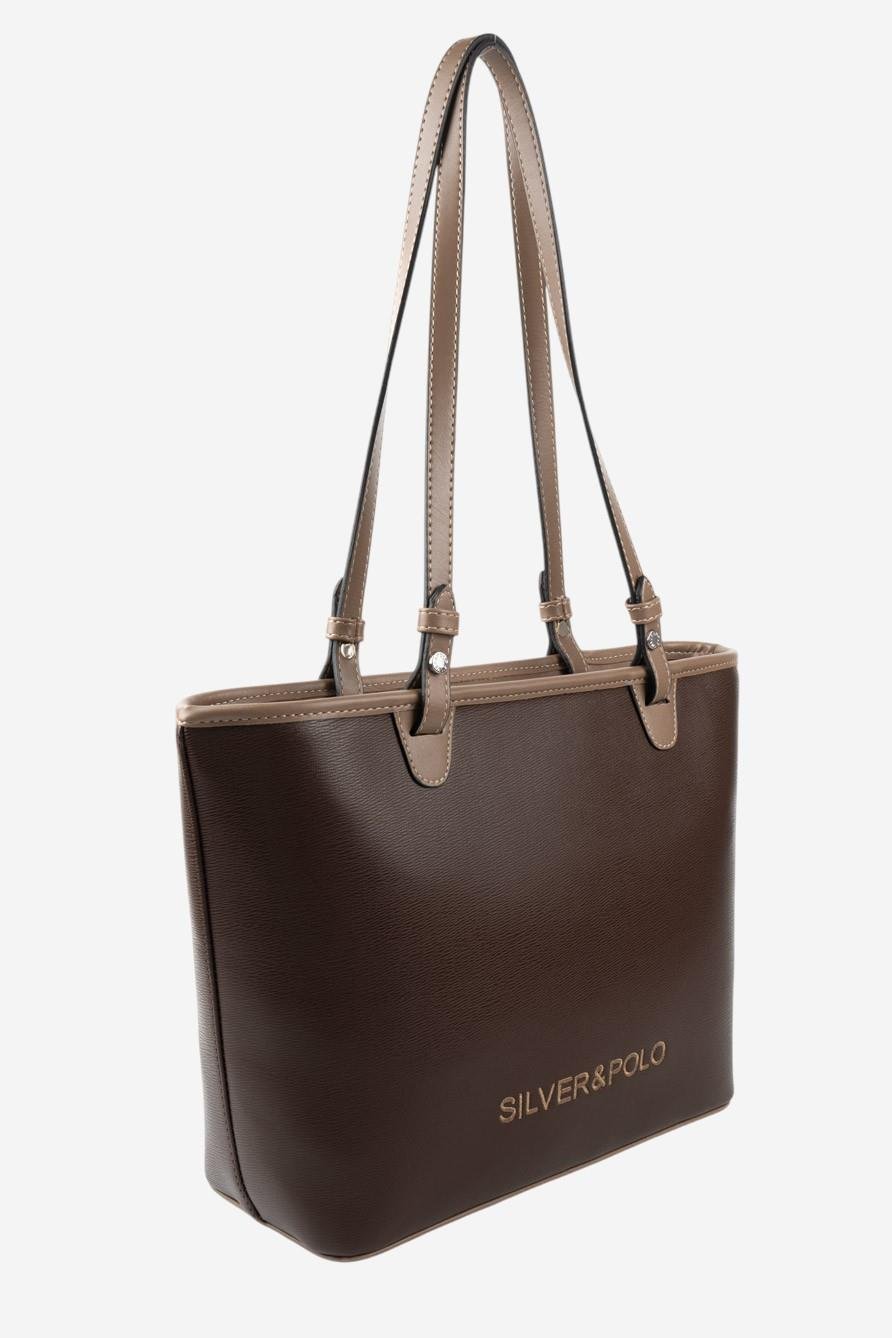 Silver & Polo SP1204 Kadın Omuz Çantası Düz Kahve-Vizon