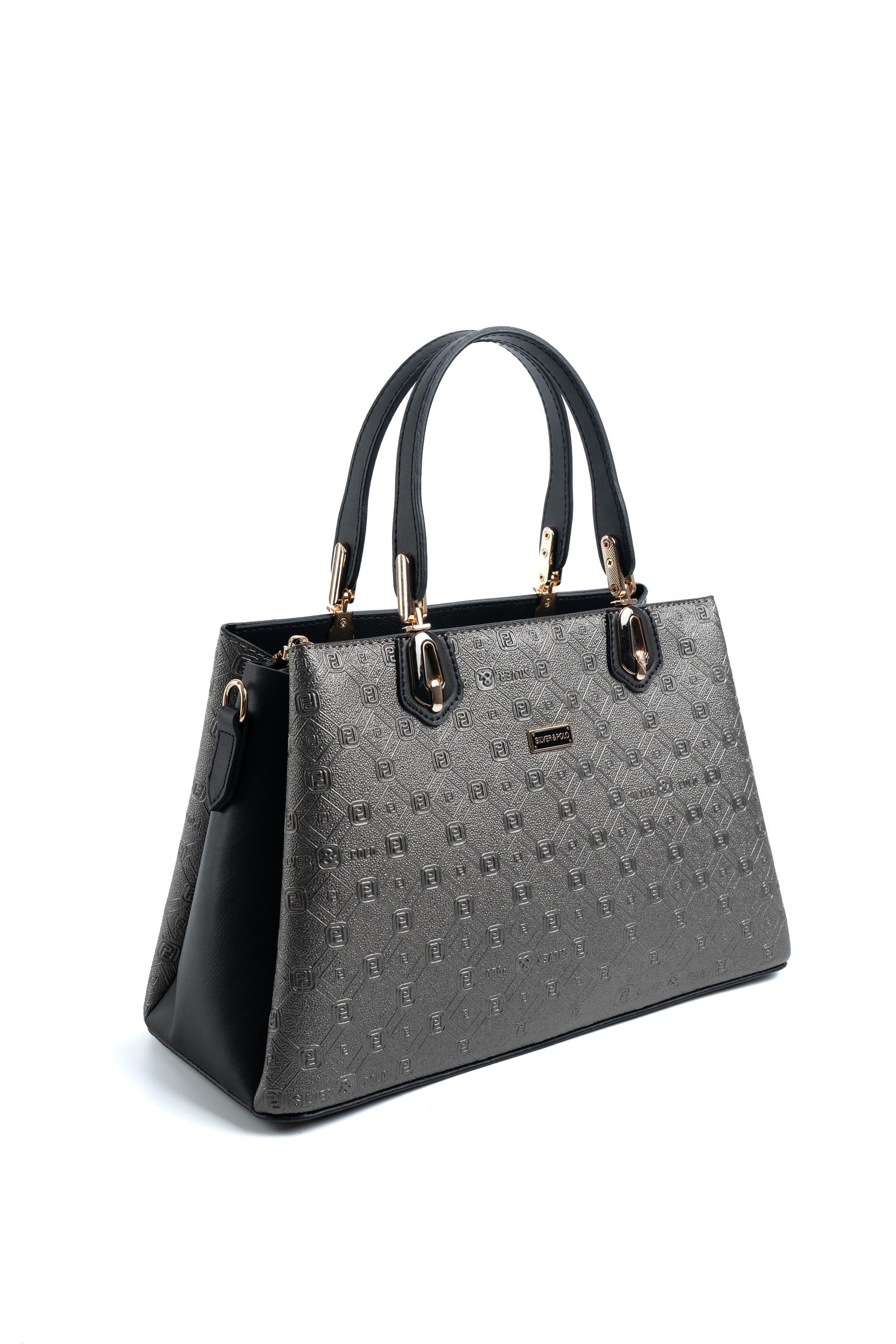Silver & Polo Platin - Siyah SP1253 Kadın El Çantası