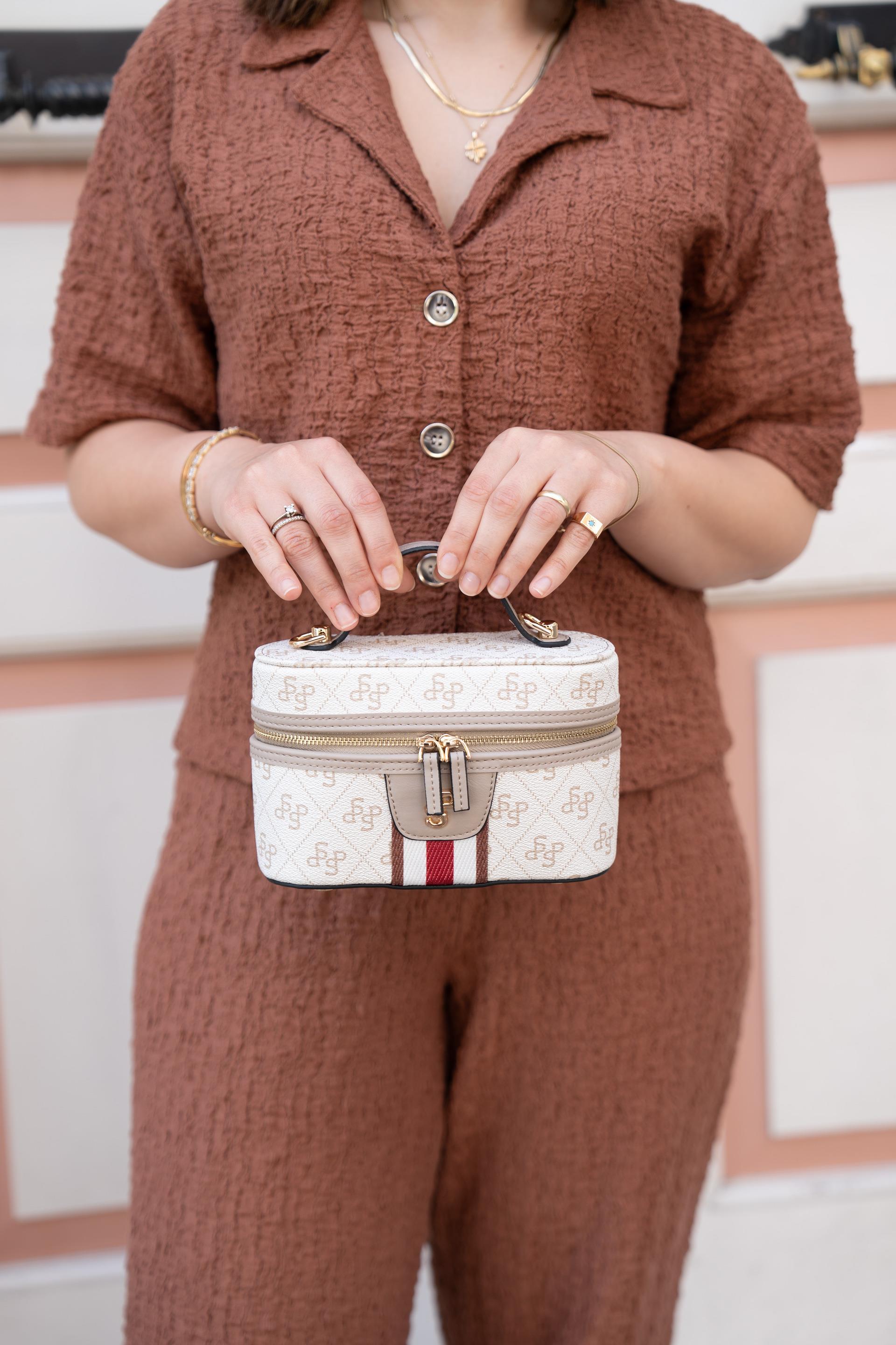 Silver & Polo Bej - Kum SP1195 Kadın Makyaj,el Ve Çapraz Çantası