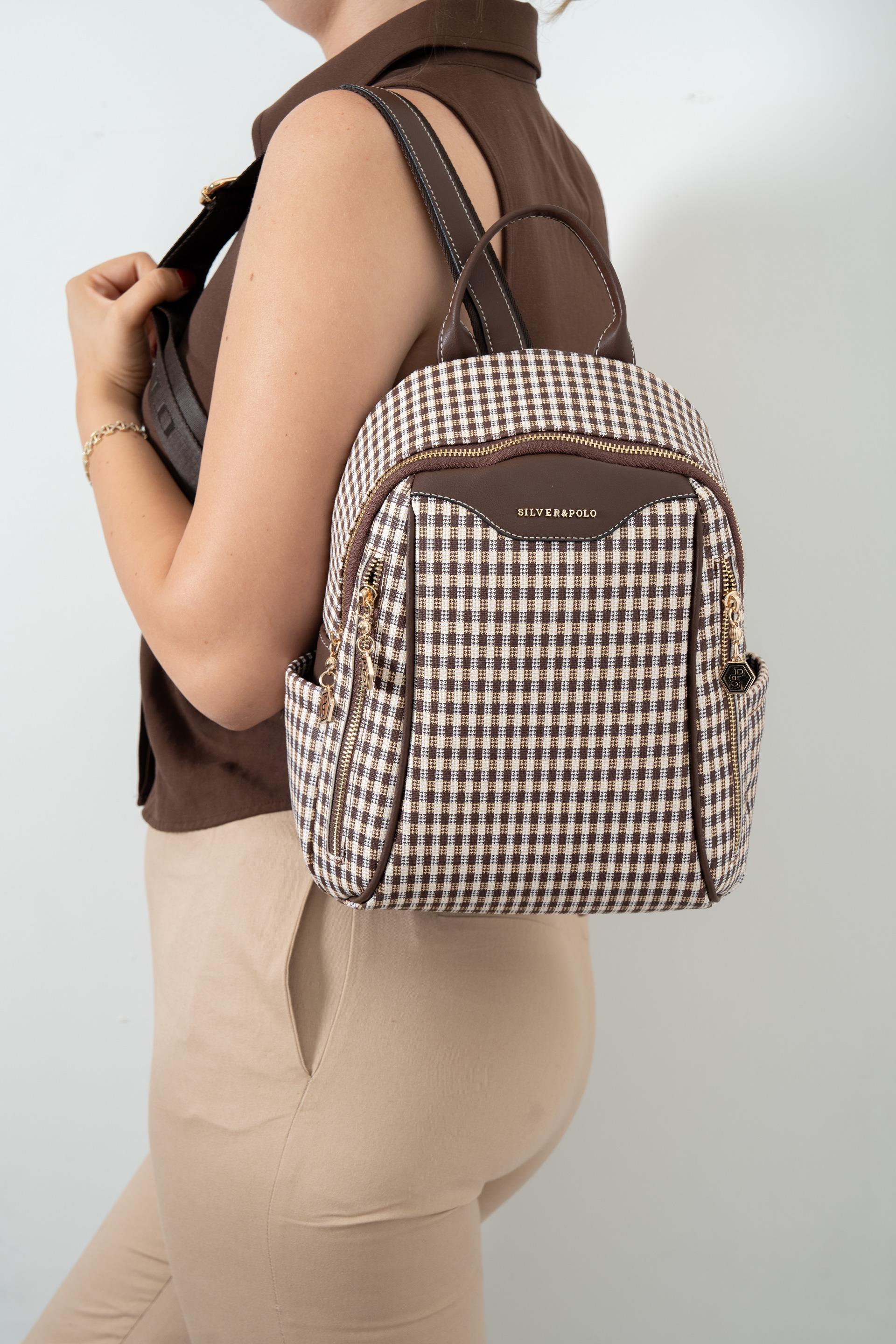 Silver & Polo Kahve Sarı - Kahve SP906 Kadın Sırt Çantası