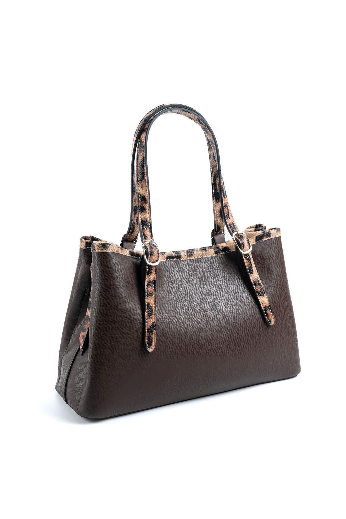 Silver & Polo Leopar Kahve SP1252 Kadın El Çantası