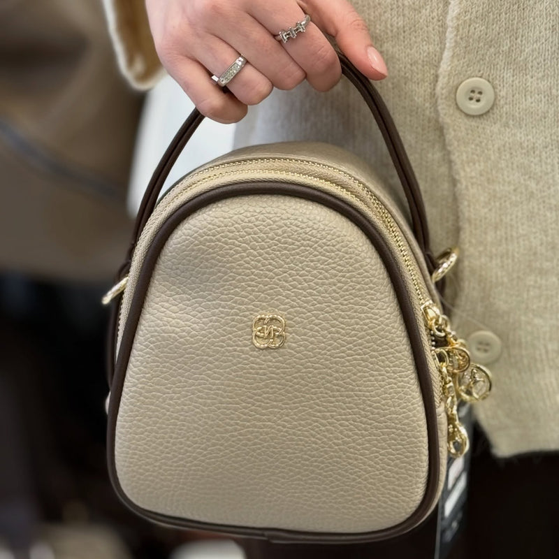 Nas Bag Kum Kahve Üç Bölmeli Mini Çapraz & El Çantası – 948