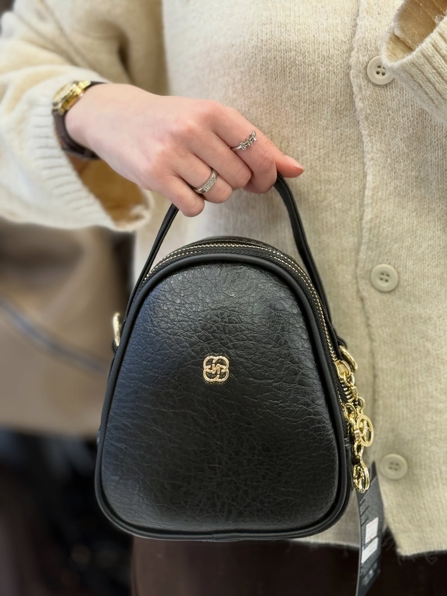 Nas Bag Siyah Üç Bölmeli Mini Çapraz & El Çantası – 948