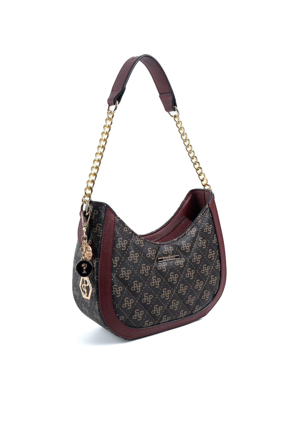 Silver & Polo Kahve Sarı - Bordo SP1168 Kadın Omuz Çantası