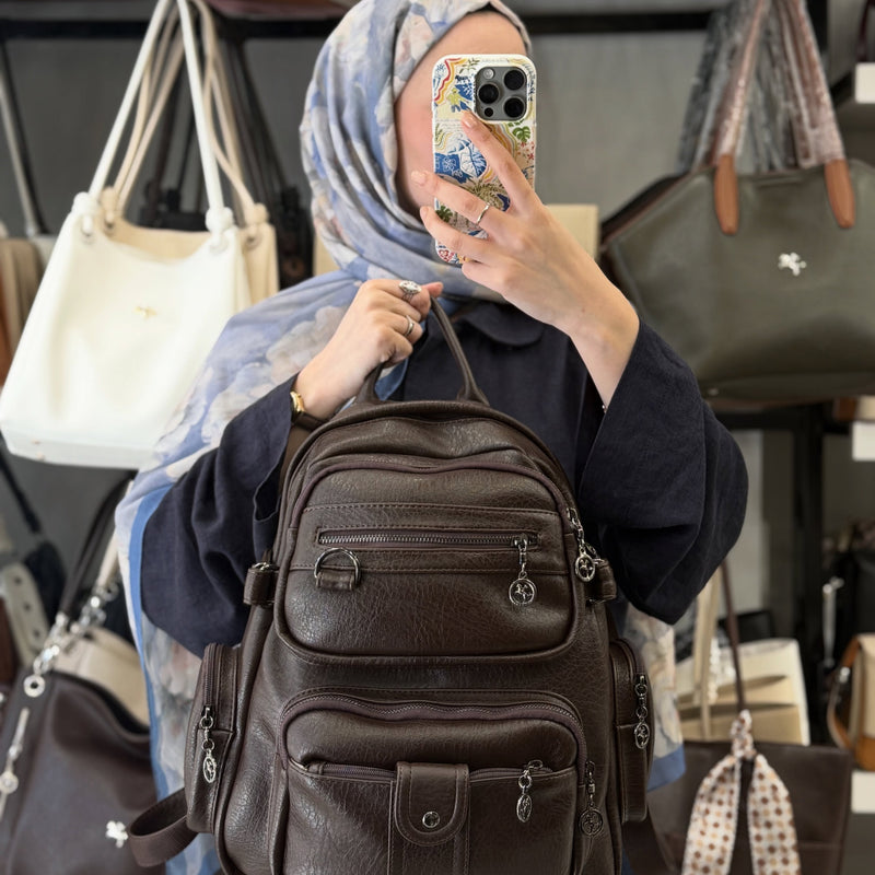 Nas Bag Çok Bölmeli Kadın Deri Sırt Çantası - 951 - 2