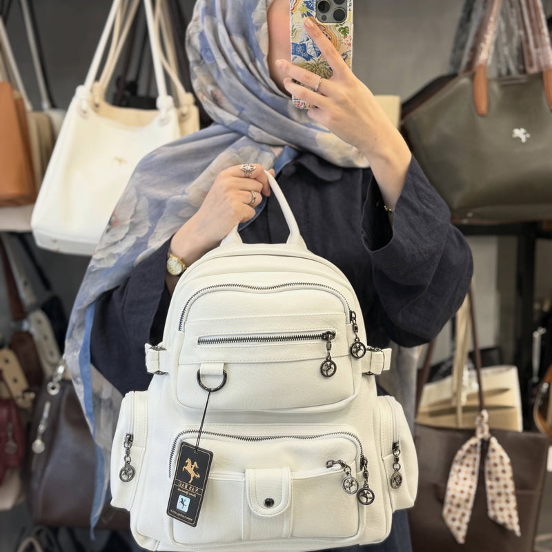 Nas Bag Çok Bölmeli Kadın Deri Sırt Çantası - 951 - 1