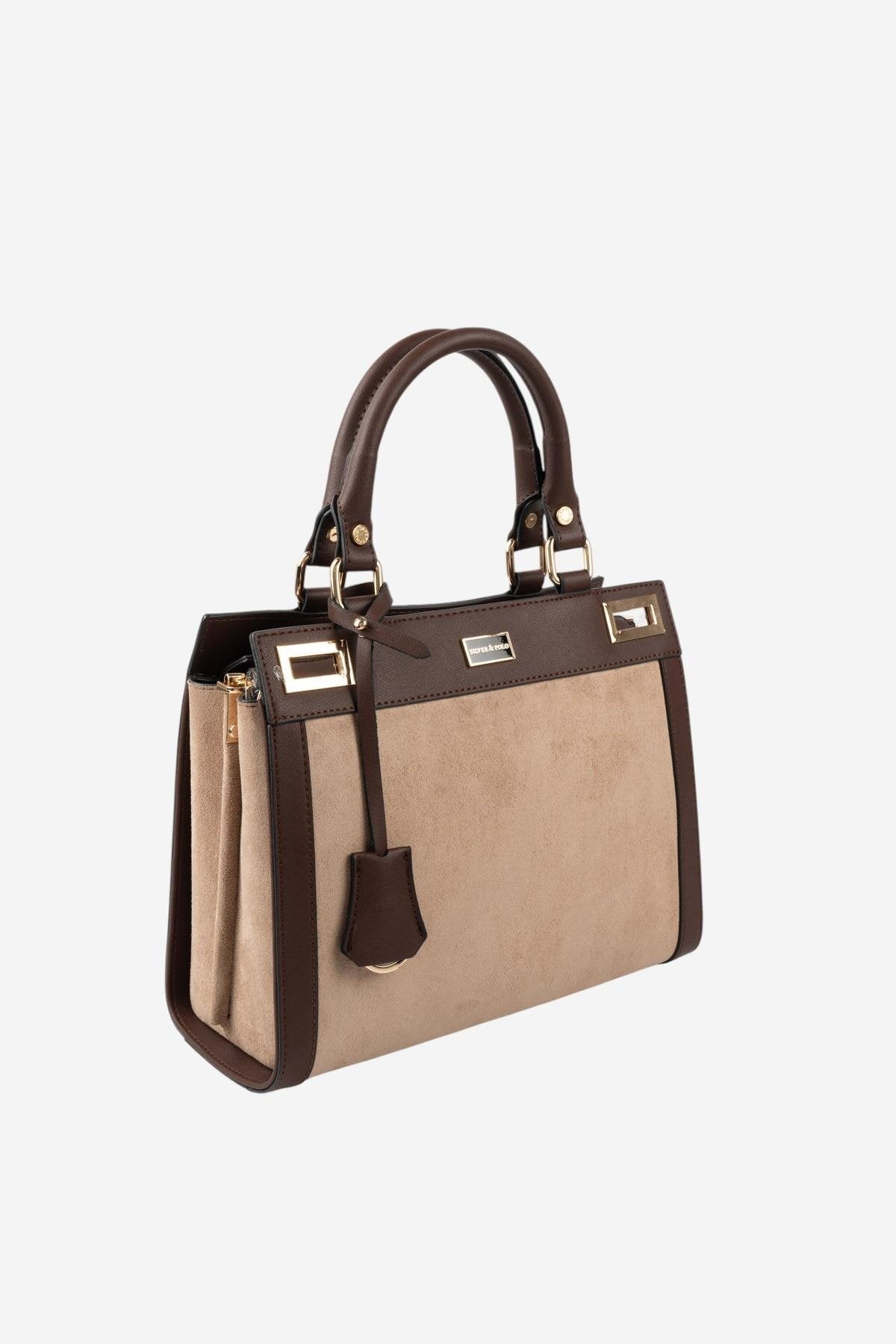 Silver & Polo SP1174 Kadın El Çantası Süet Vizon-Kahve