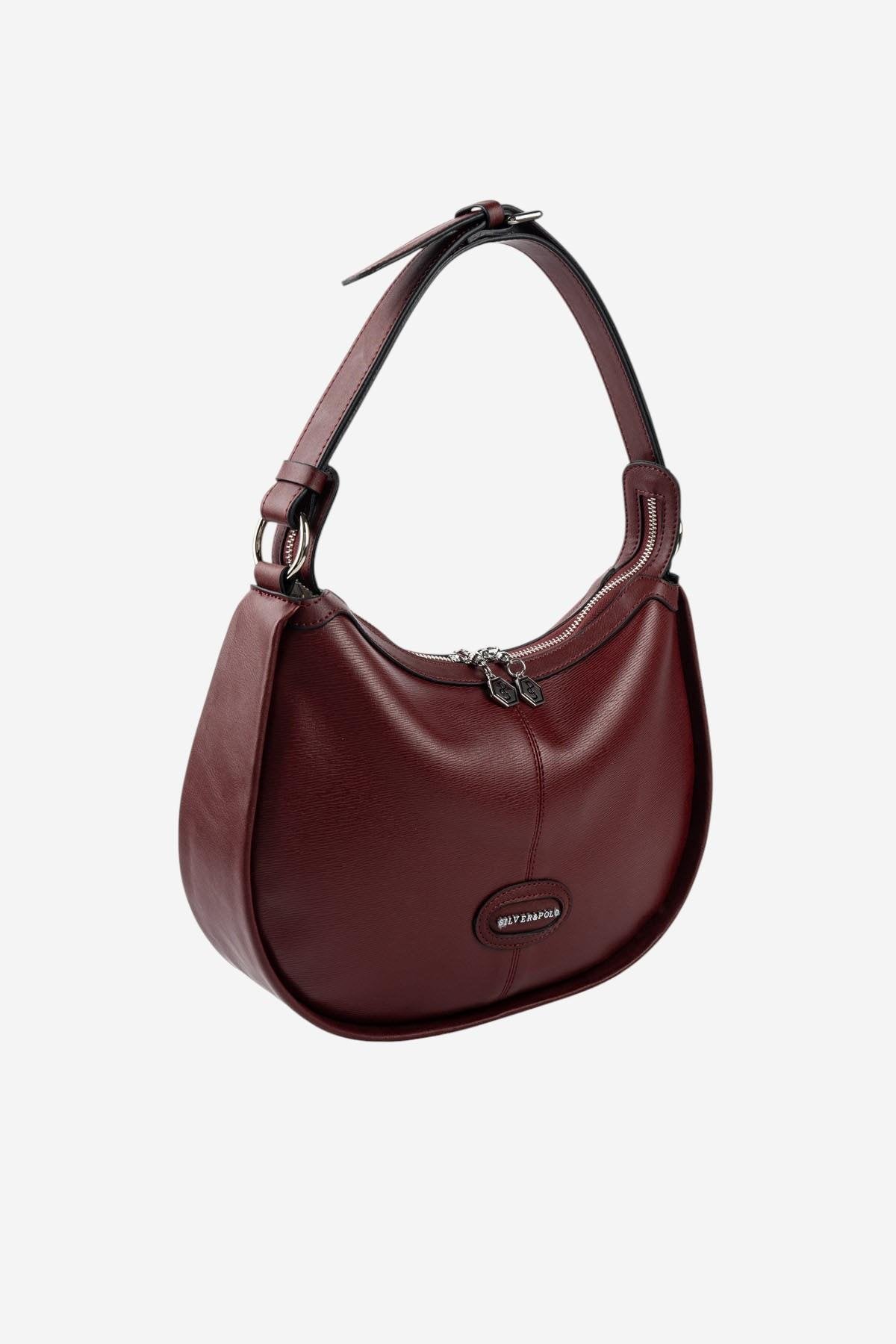 Silver & Polo SP1263 Kadın Omuz Çantası Logolu Bordo