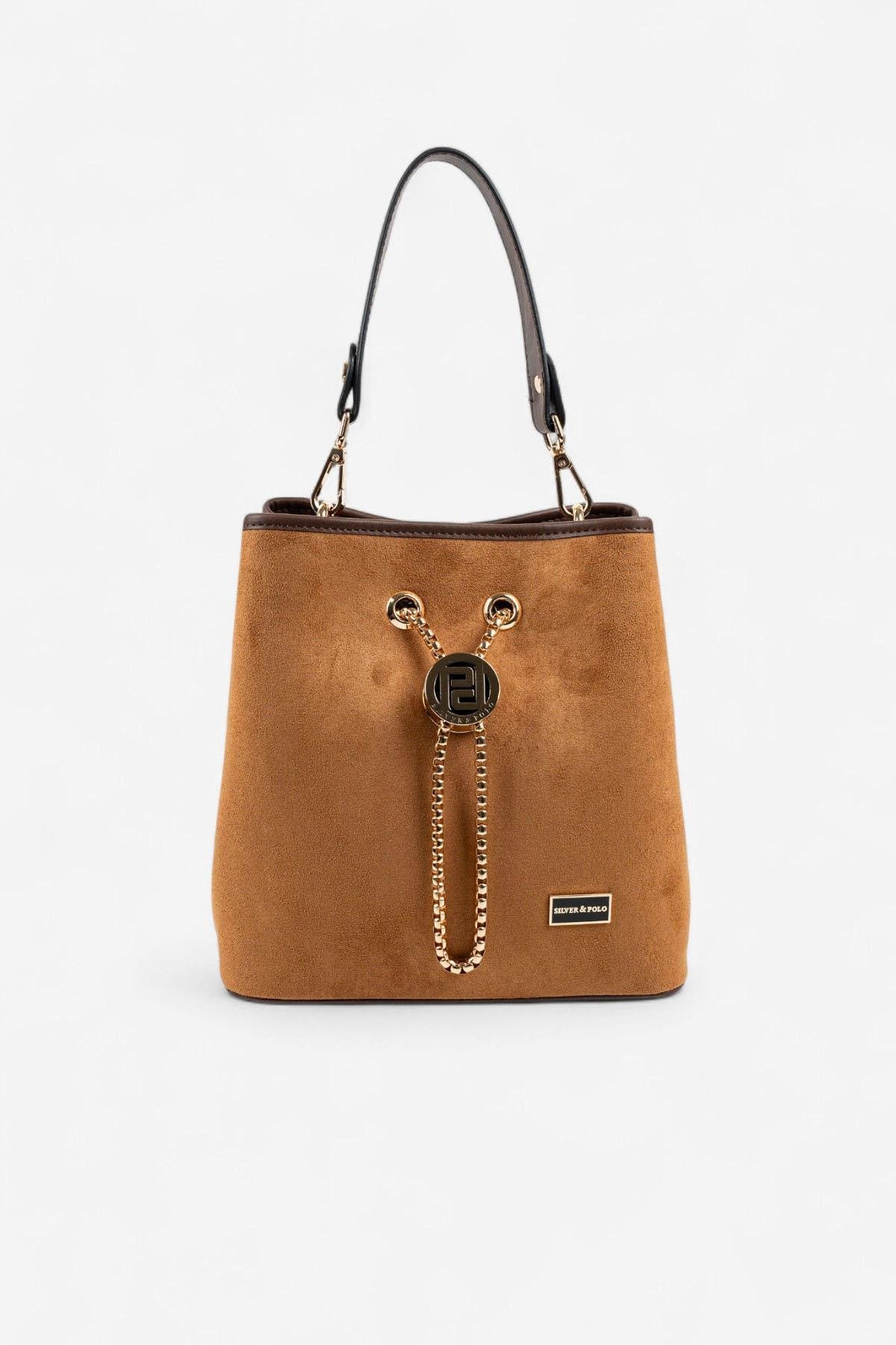 Silver & Polo SP967 Kadın Çapraz Çanta Süet Taba-Kahve