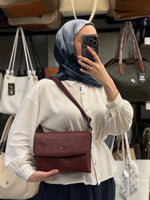 Nas Bag Bordo Çok Bölmeli Kapaklı Omuz Çantası - 985