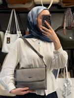 Nas Bag Gri Çok Bölmeli Kapaklı Omuz Çantası - 985