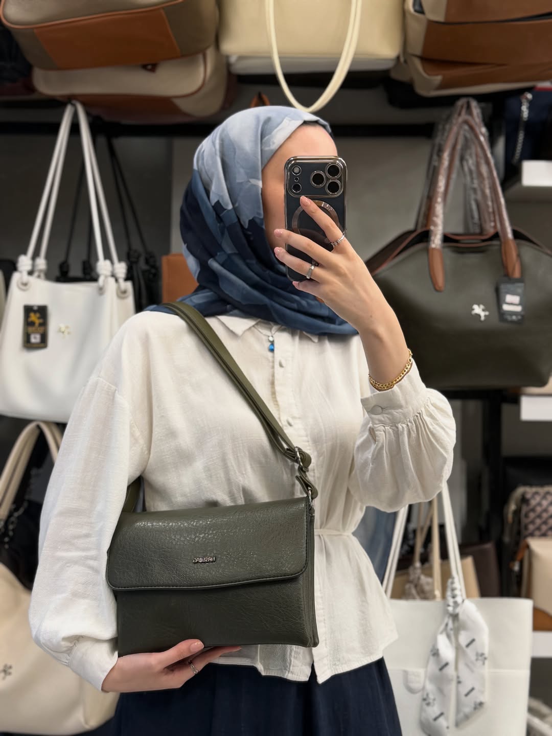 Nas Bag Haki Çok Bölmeli Kapaklı Omuz Çantası - 985