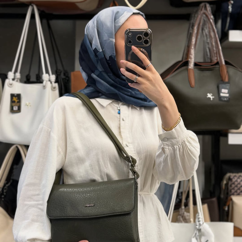 Nas Bag Haki Çok Bölmeli Kapaklı Omuz Çantası - 985 - 1