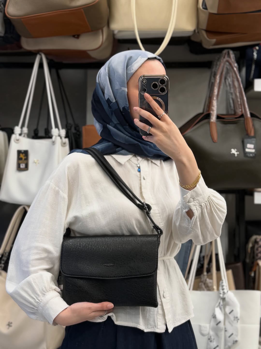 Nas Bag Siyah Çok Bölmeli Kapaklı Omuz Çantası - 985