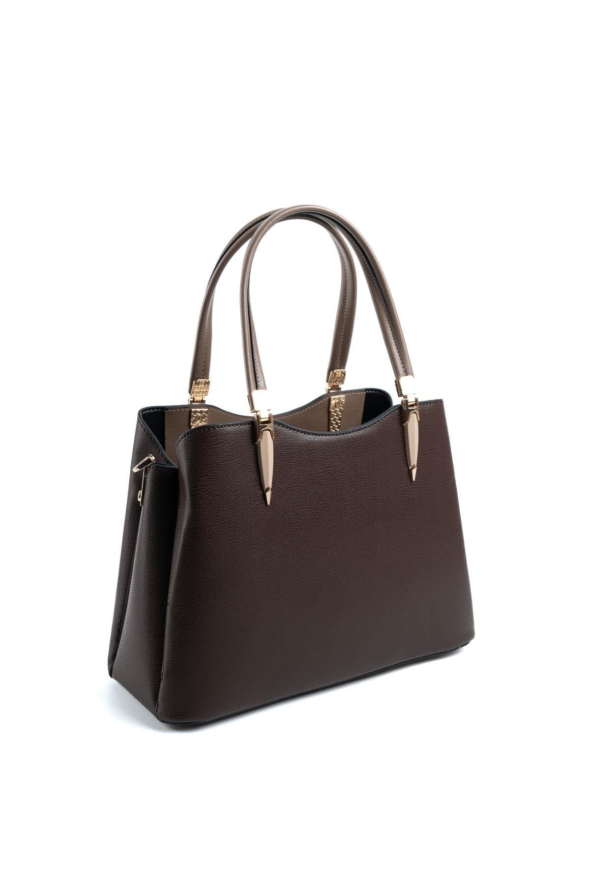 Silver & Polo Kahve - Vizon SP1205 Kadın El Çantası