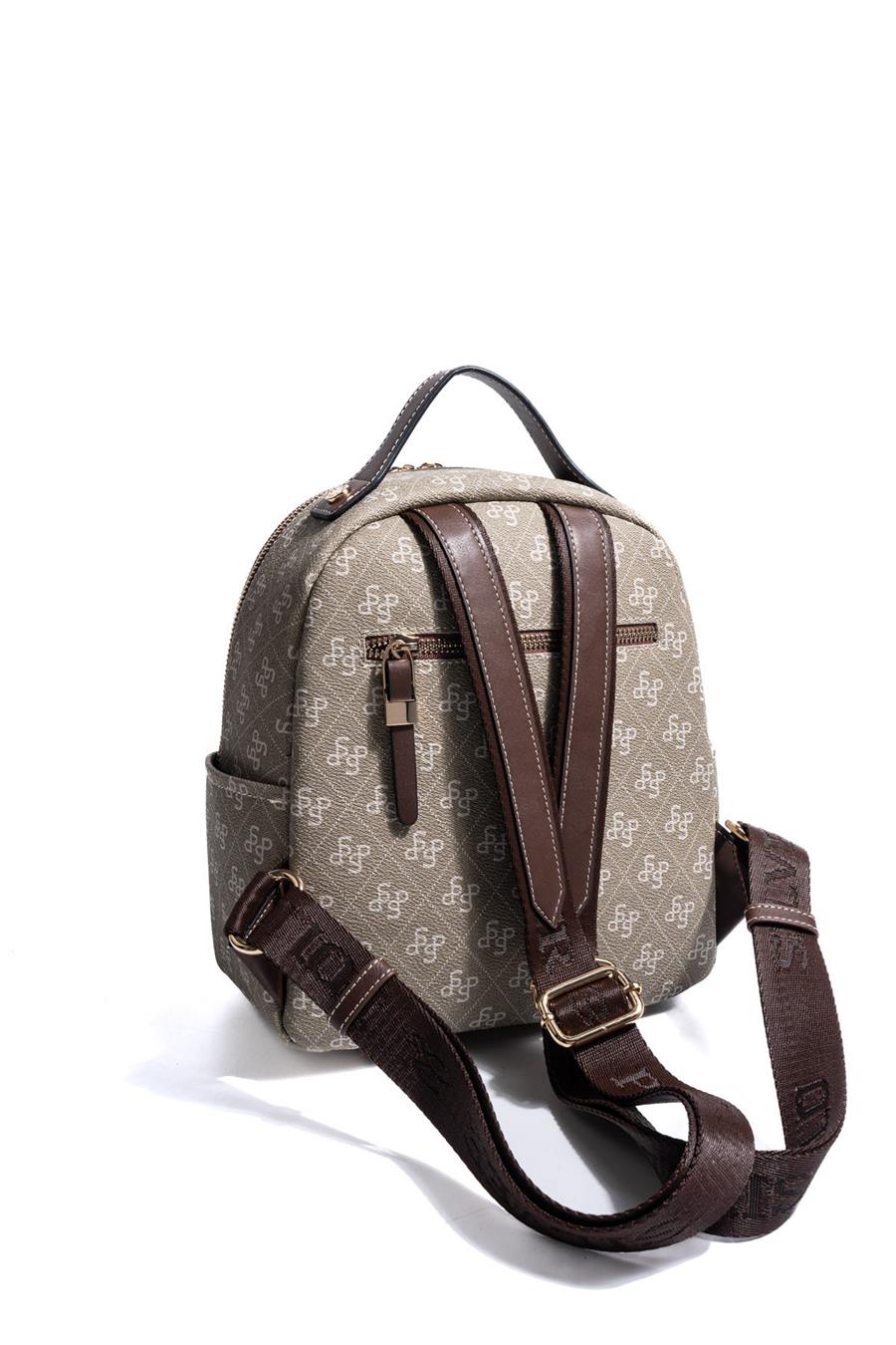 Silver & Polo SP1130 Kadın Sırt Çantası Monogram Y.Yeşil-Kahve