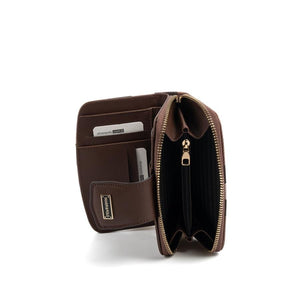 Silver & Polo SP874 Kadın Cüzdan & Kartlık Ekose Koyu Kahve-Kahve