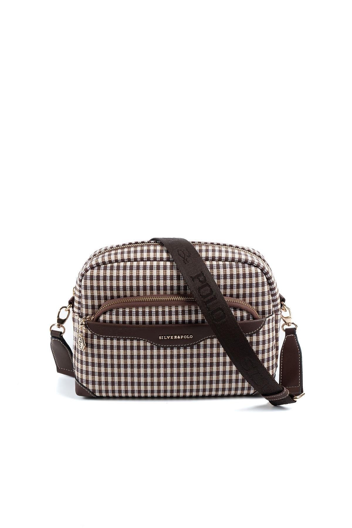 Silver & Polo Kahve Sarı - Kahve SP1201 Kadın Çapraz Çanta