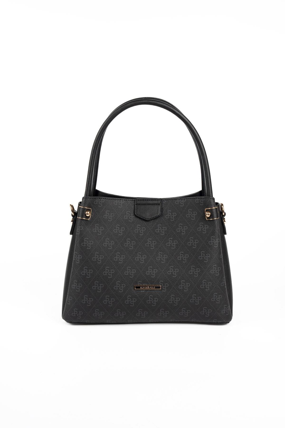 Silver & Polo SP1254 Kadın El Çantası Monogram Siyah