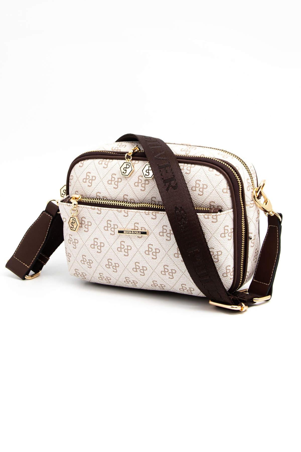 Silver & Polo Bej - Kahve SP1162 Kadın Çapraz Çanta