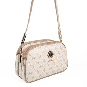 Silver & Polo SP745 Kadın Çapraz Çanta Monogram Bej-Kum