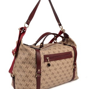 Silver & Polo Koyu Bej - Bordo SP1064 Kadın Seyahat Çantası