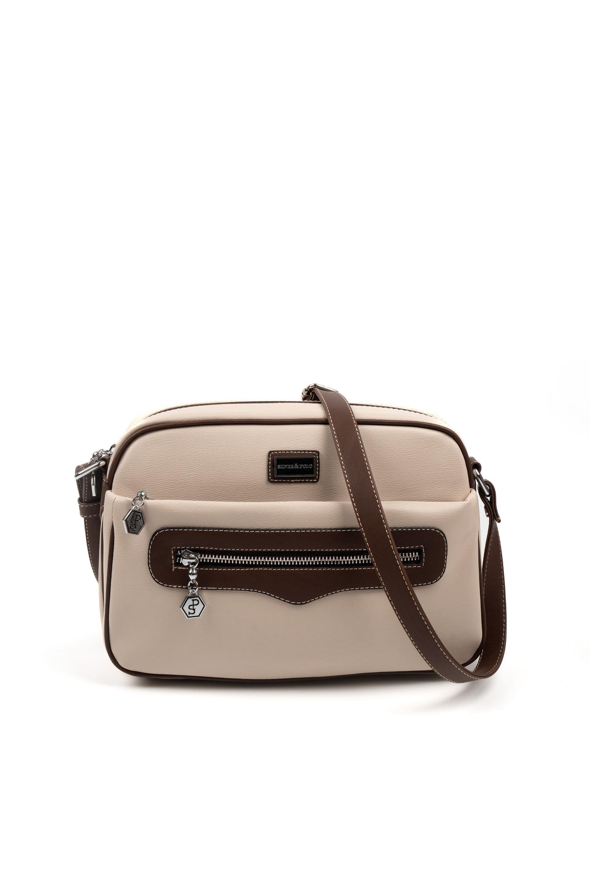 Silver & Polo Bej - Kahve SP491 Kadın Çapraz Çanta