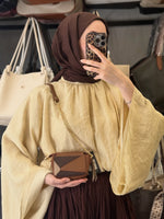 Nas Bag Taba Kahve Geometrik Bölmeli Kadın El ve Omuz Çantası - A1454