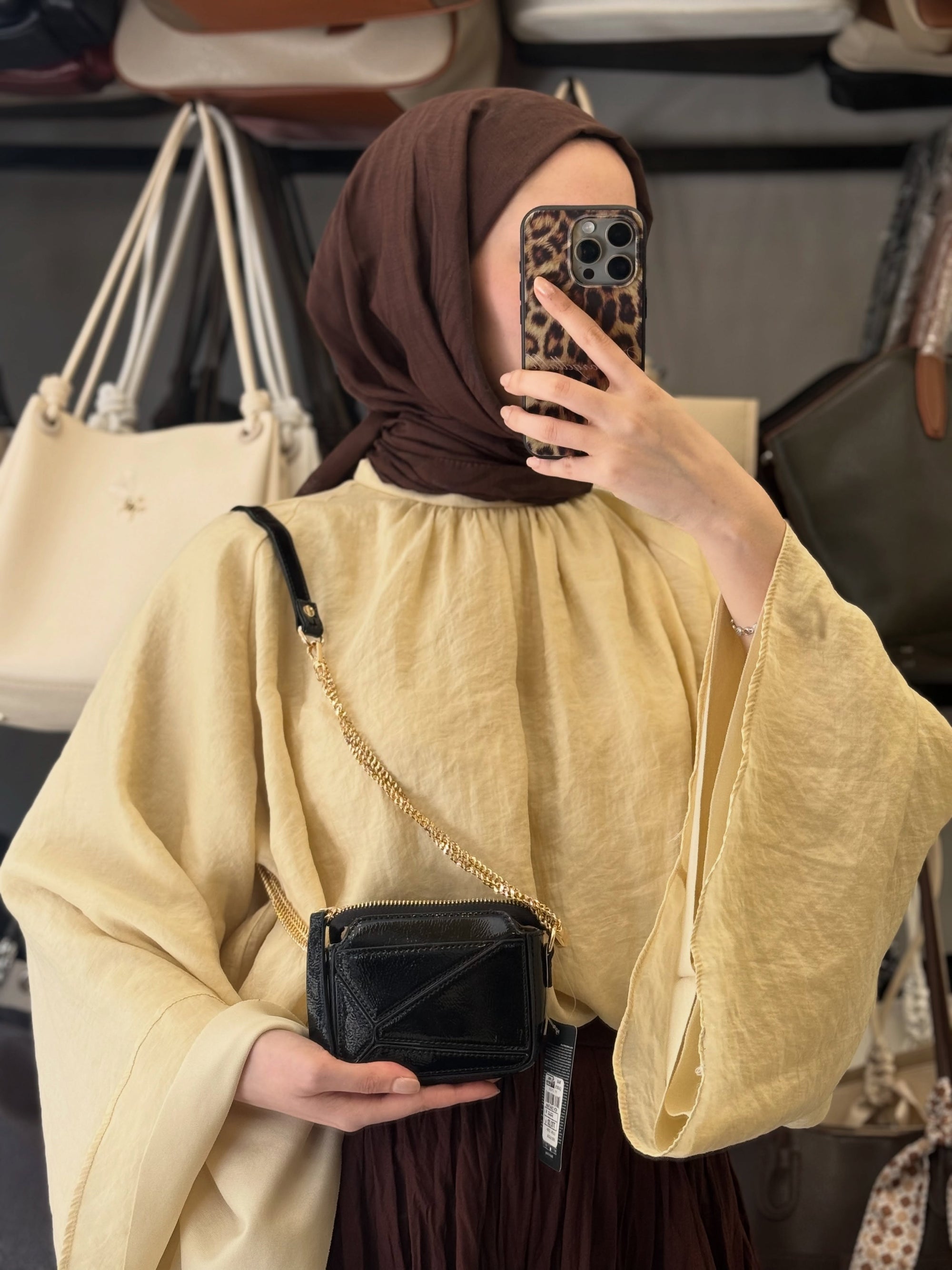 Nas Bag Siyah Rugan Geometrik Bölmeli Kadın El ve Omuz Çantası - A1454
