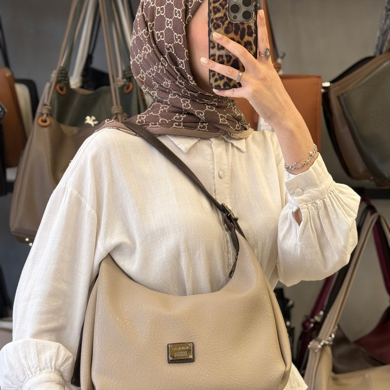 Nas Bag Kum Kahve Ayarlanabilir Askılı Yumuşak Deri Kadın Hobo Omuz Çantası - 1525