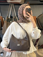 Nas Bag Acı Kahve Ayarlanabilir Askılı Yumuşak Deri Kadın Hobo Omuz Çantası - 1525