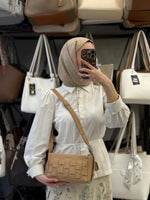 Nas Bag Açık Taba Örgü Desenli Çanta & Kartlık Seti - ns26038