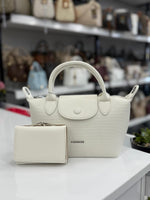 Nas Bag Beyaz Mini El ve Omuz Çantası + Cüzdan Seti - ns26009