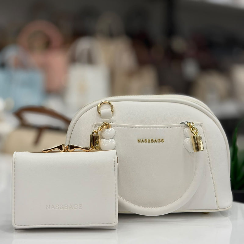 Nas Bag Çok Bölmeli Kadın Beyaz El ve Çapraz Çantası - NS26019 - 1