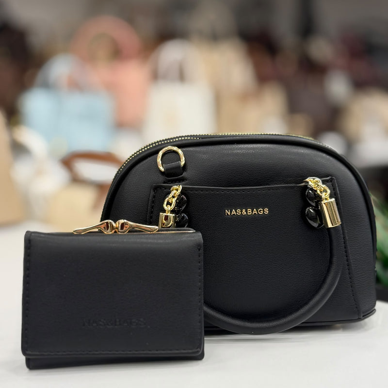 Nas Bag Çok Bölmeli Kadın Siyah El ve Çapraz Çantası - NS26019 - 2