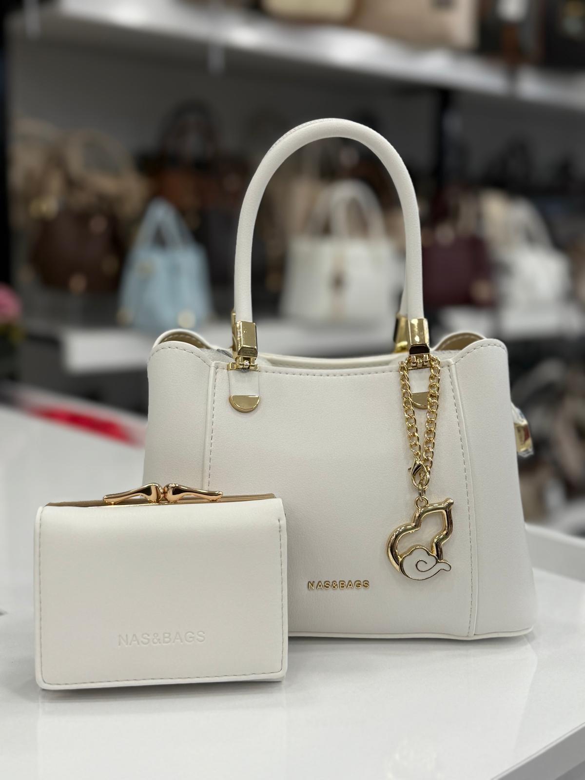 Nas Bag Beyaz El ve Omuz Çantası + Cüzdan Kombin Set - ns26021