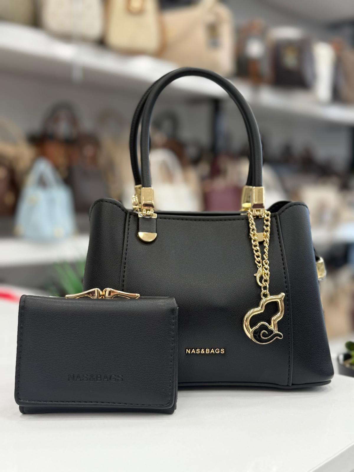 Nas Bag Siyah El ve Omuz Çantası + Cüzdan Kombin Set - ns26021