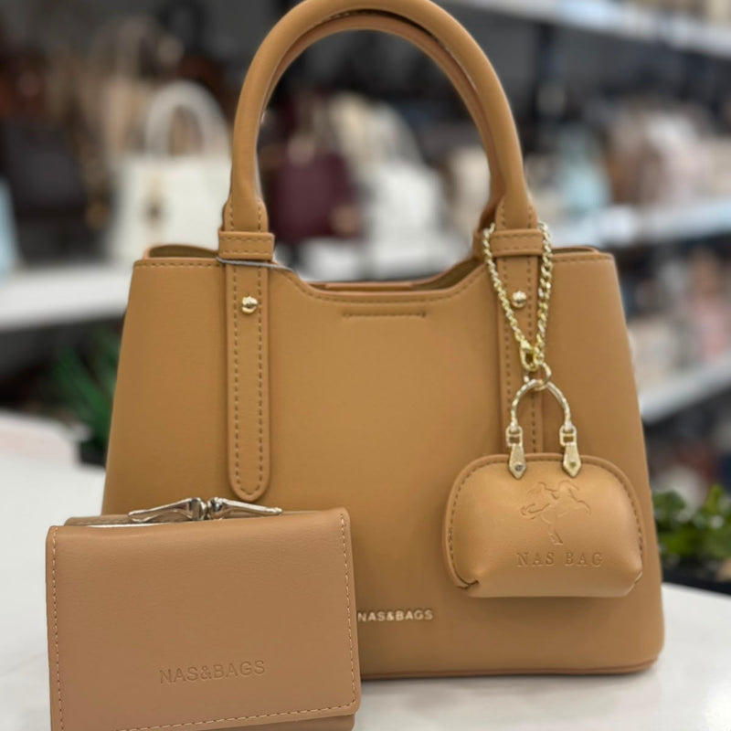 Nas Bag Mini Çanta Charm'lı ve Cüzdanlı Kadın El & Omuz Çantası Seti (3'lü Set) - NS26022 - 8