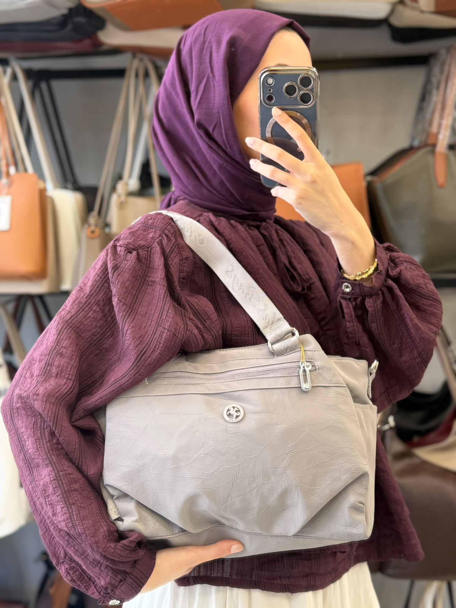 Nas Bag Gri Su Geçirmez Çok Bölmeli Kadın Çantası - NS26072
