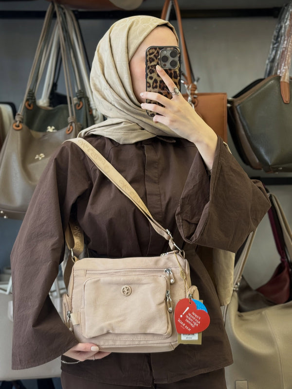 Nas Bag Kum Su Geçirmez İthal Paraşüt Kumaş 6 Gözlü Ayarlanabilir Askılı Kadın Çapraz Omuz Çantası - NS26077