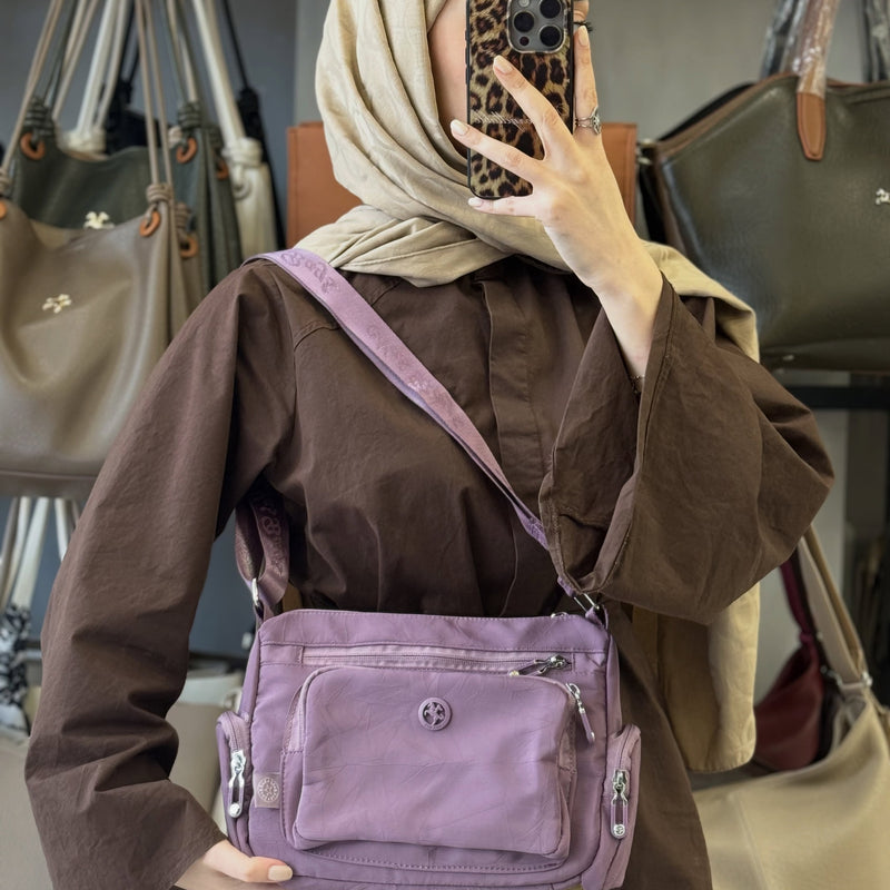Nas Bag Mor Su Geçirmez İthal Paraşüt Kumaş 6 Gözlü Ayarlanabilir Askılı Kadın Çapraz Omuz Çantası - NS26077