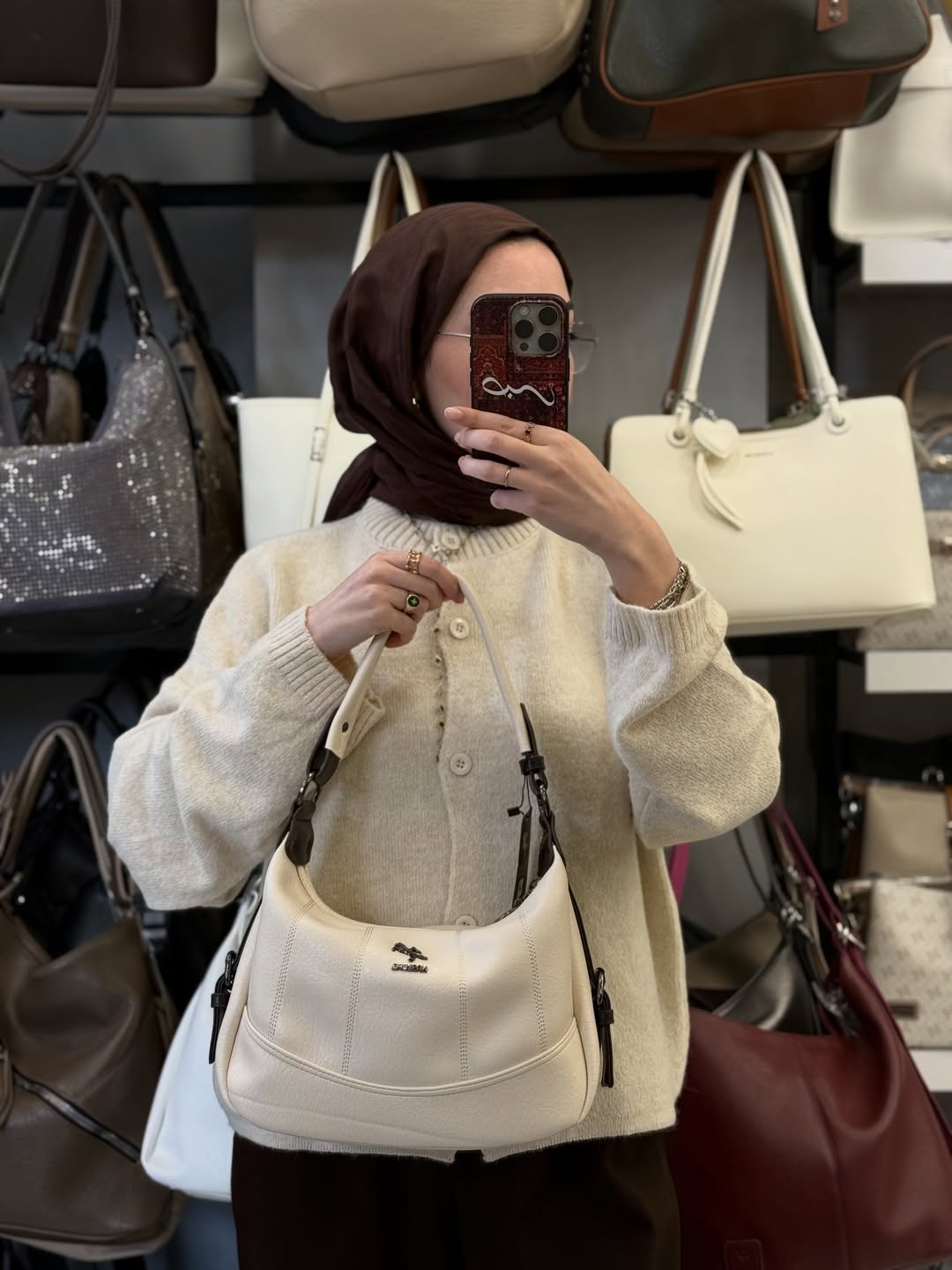 NASBAG Krem Kahve Omuz Çantası - 1530
