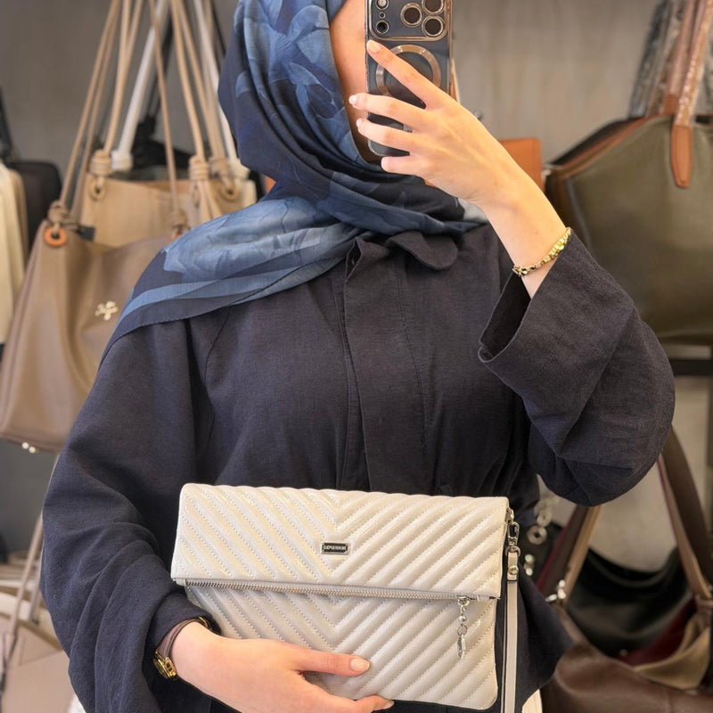 Silver & Polo Açık Gri Kapitone Detaylı Clutch & Omuz Çantası - SP1134 - 8