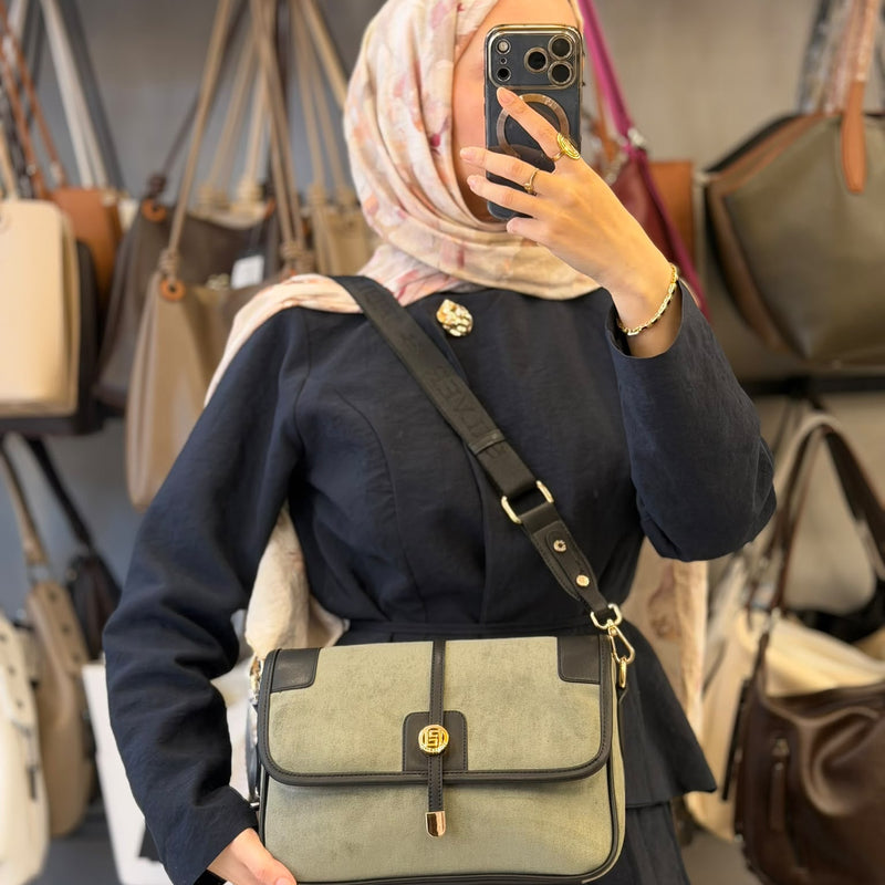 Silver & Polo Yeşil Süet Kapaklı & Kilit Detaylı Postacı Omuz Çantası - SP1182 - 2