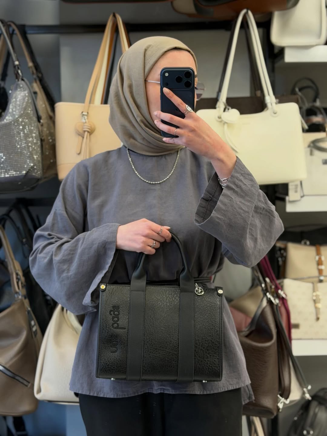 NASBAG Siyah Victoria Kumaş Genç Kadın El ve Omuz Çantası - 1418