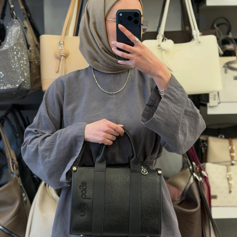 NASBAG Siyah Victoria Kumaş Genç Kadın El ve Omuz Çantası - 1418 - 1