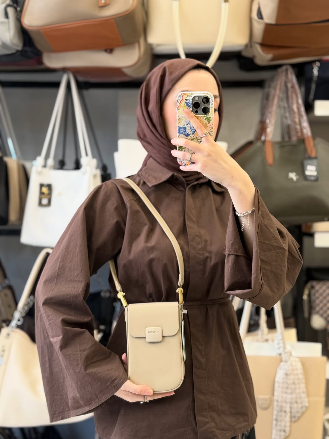 NASBAG Özel Seri - Çok Bölmeli Deri Vizon Telefon Çantası - NS26032
