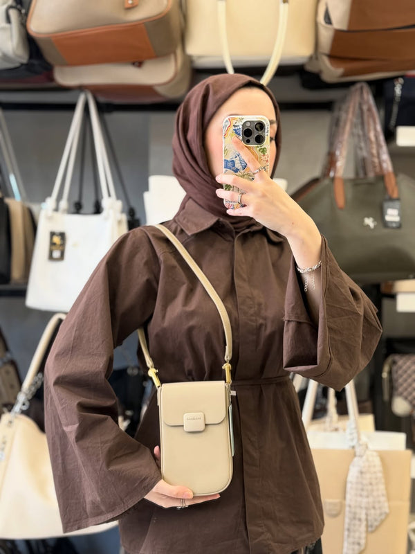 NASBAG Özel Seri - Çok Bölmeli Deri Vizon Telefon Çantası - NS26032